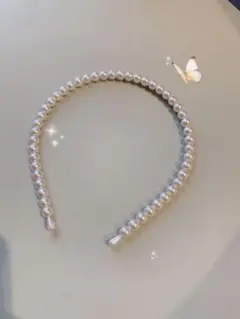 未使用 パールビーズヘアバンド