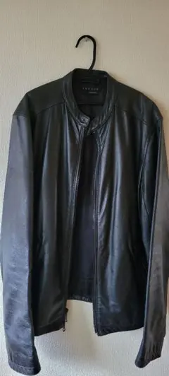 theory ブラックレザージャケット　セオリー　ノーカラー