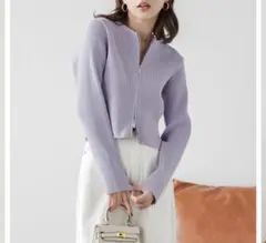 AMELY ダブルジップリブカーディガン