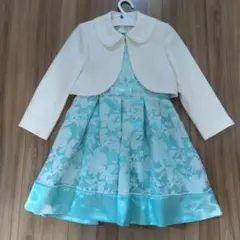 水色 花柄 ワンピース ジャケットセット