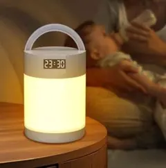 授乳ライトナイトライト 充電式 ベッドライト 時計付き 省エネ Type-C充電