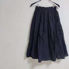 ・coca やわらかコットンボイルフレアロングスカート 黒 SHORTのサムネイル