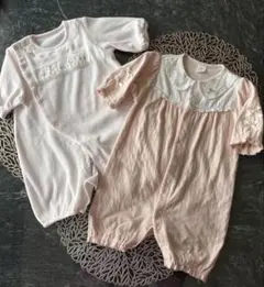 バースデー　ベビーロンパース　50-60 ピンク　女の子　記名無し