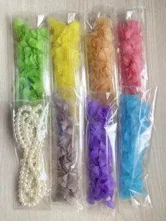 すりガラス風　花びら　パーツ　詰め合わせ300ｇ　7カラー　パールビーズ