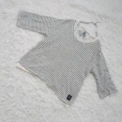 CUBE SUGAR ボーダー　コットン　ニット　花柄レース　M グレー×白