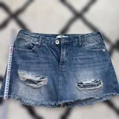 GRL ダメージデニムミニスカート　L
