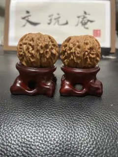 美品・月末セール】文玩核桃遊びクルミ苹果園アップルエン39mmペア