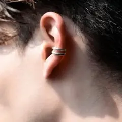 イヤーカフ ダブル シルバー ノンホール イヤカフ