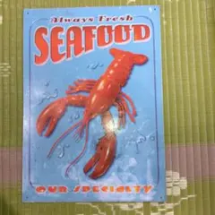 Always Fresh SEAFOOD レトロ調 ブリキ看板