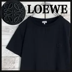 【美品・人気モデル】ロエベ　ワンポイント刺繍ロゴ アシンメトリー半袖tシャツ　黒のサムネイル