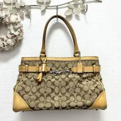 COACHコーチ シグネチャー　ハンドバッグ ベージュ/ブラウン