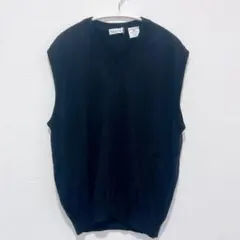 【極美品】イタリア製 メリノウール100% Vネックニットベスト 黒 M