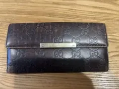 GUCCI　シマレザー　長財布　ブラウン