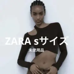 ZARA ダークブラウン クロップド長袖トップス