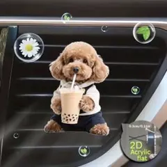 【値下げ】トイプードル 車 カーエアコン装飾 タピオカ アクリルクリップのサムネイル