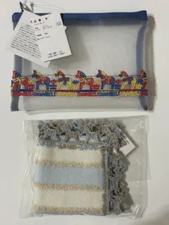 近沢レース店　お馬さんメッシュポーチとハンカチセット