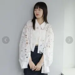 kastane レースクロップドシャツ