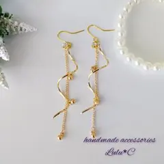 シンプル 揺れる ロング ピアス イヤリング 金属アレルギー