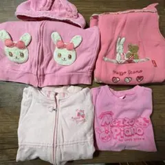 メゾピアノ　ピンク系　パーカー、JSK、長袖Tシャツ　130 うさぎ苺耳みみぽぽ