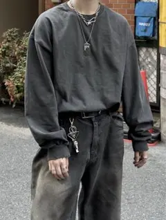 Chikashitsu + pigment long sleeve チャコール