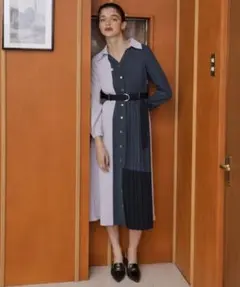 REDYAZEL バイカラープリーツワンピース