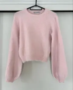 Bershka シャギーニット セーター ピンク XS ふわふわ クロップド丈のサムネイル