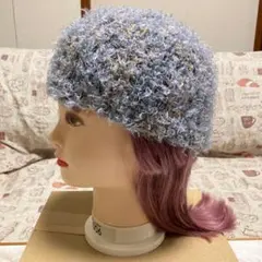 124【手編み】ビーニー、クラッシャーハット、ニット帽