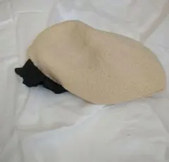 最終値下げ！ルベルニLEVERNIS ベレー帽 黒リボン付き ベージュ×黒