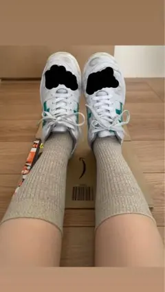 ベージュ リブ編み ロングソックス ハイソックス