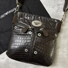 EMPORIO ARMANI クロコ型押し サコッシュ ブラウン 保存袋付きのサムネイル