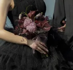 【最終値下げ】アーティフィシャルフラワーブーケ　韓国風ブーケ(ブートニア付き)