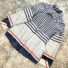 ✨良品✨ ヘンリーコットンズ ポロシャツ 半袖 サイズL ベージュ ストライプ
