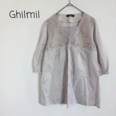 美品 ギルミル Ghilmil 田川啓二 ビーズ刺繍 チュニックワンピース 薄地