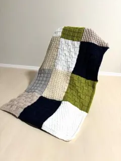 タイムセール！一点物！モチーフ編み　大判ブランケット　ハンドメイド sawada itto×Jul Knittingコラボ・モチーフ編みのブランケット | ［hus