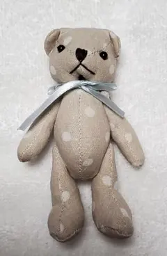 新品未使用ハンドメイド テディベア 水玉模様 ぬいぐるみキーホルダー