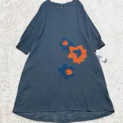 【新品】BRILLANTE ブリランテ ワンピース タグ付 七分袖　M-L 刺繍