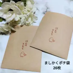 クラフト紙 ましかくポチ袋 封筒 ほんのきもち シマエナガ 20枚