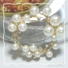 パール調 ブローチ ピンバッジ フォーマル オフィス リング型