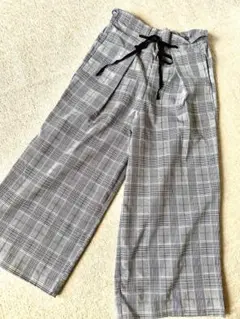 チェック柄ワイドパンツ
