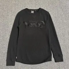 【Norton】ノートン ロゴ刺繍 ワッフルサーマル 長袖Tシャツ 黒 M