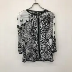 イタリヤ 柄カットソー 9号 ゼブラ×ペイズリー 個性派チュニック