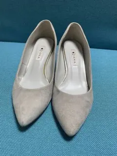ダイアナ　ライトグレーチャンキーヒールパンプス24cmコメントて値引き可能です