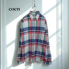 ✽コーエン ネルシャツ【M】チェック 長袖 カジュアル レトロ r406