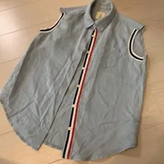 ノースリーブシャツ　水色　ブルー系　トップス　カットソー　フリーサイズ