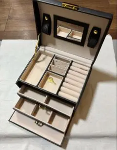 【中古品】サテン生地　多機能ジュエリーボックス