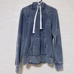 reflex Mサイズ 星柄 ネイビー デニムカラー パーカー フード付き