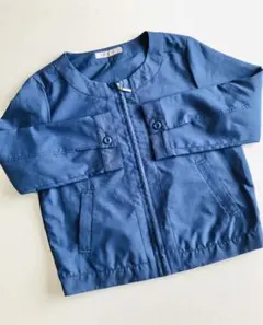 ノーカラージャケット　青