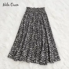 Mila Owen レオパード柄 ロングスカート 0 ウエストゴム フレア 豹柄のサムネイル