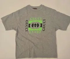 美品 GUCCI グッチ キッズ ロゴ プリント Tシャツ グレー 150相当 