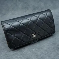 CHANEL シャネル マトラッセ 長財布 ラムスキン ブラック 黒 ココマーク
